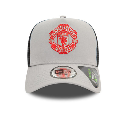 Manchester United Football Club  Red Logo Grey / Black Trucker New Era Adjustable Hat