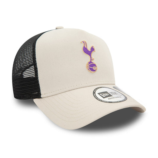 Tottenham Football Club Purple Gold Logo Cream / Black Trucker New Era Adjustable Hat