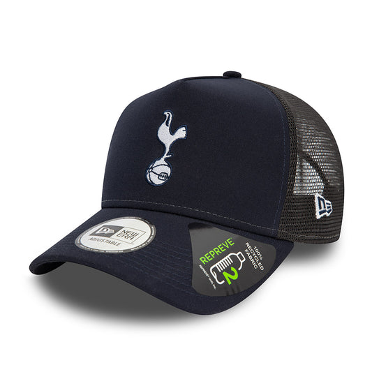 Tottenham Hotspurs Football Club White Logo Navy Trucker New Era Adjustable Hat