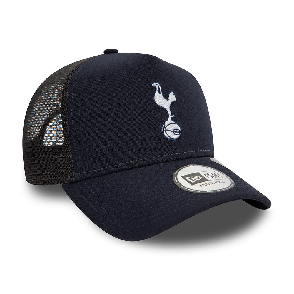 Tottenham Hotspurs Football Club White Logo Navy Trucker New Era Adjustable Hat