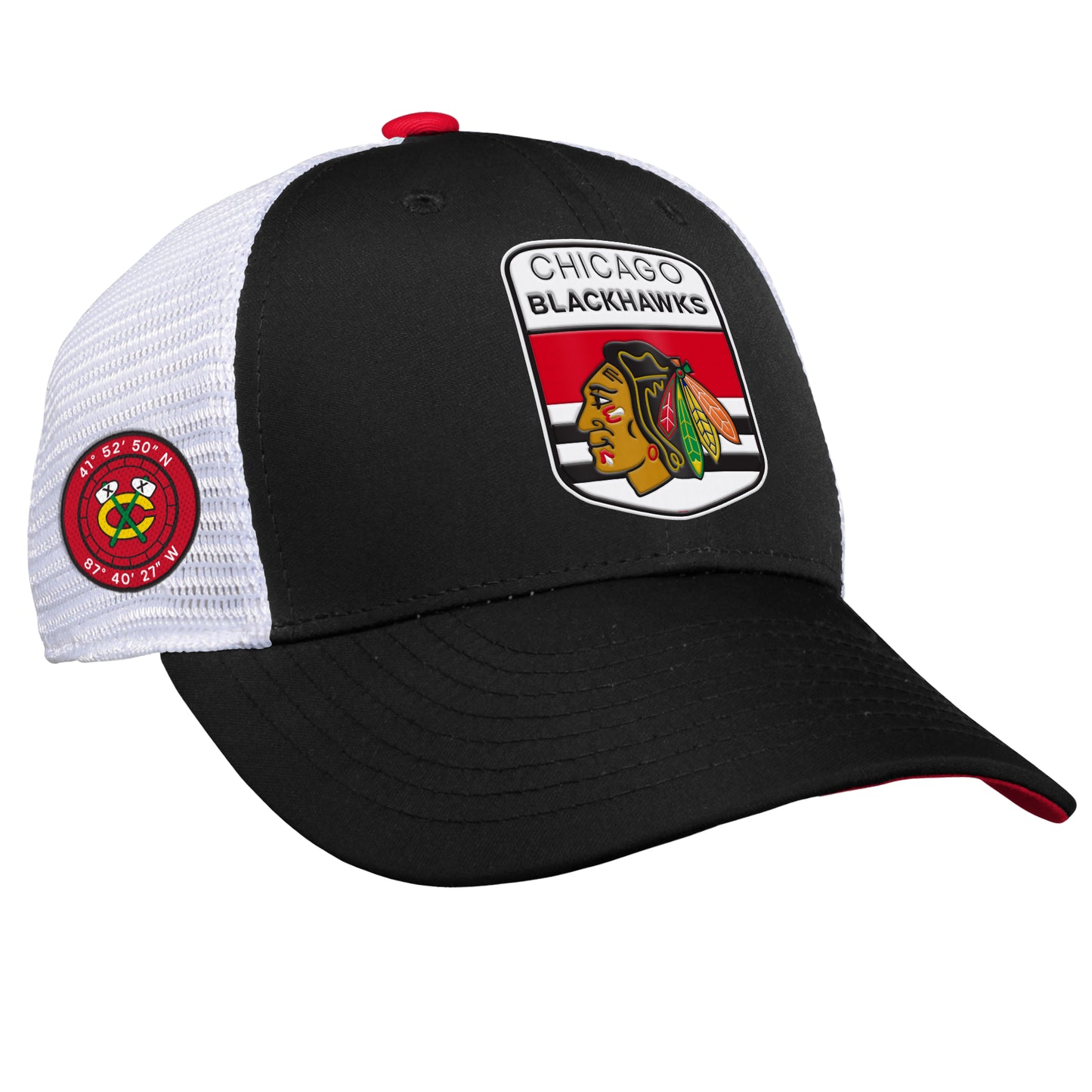 Youth Chicago Blackhawks Fanatics Branded 2023 NHL Draft On Stage Trucker Adjustable Hat - Pro League Sports Collectibles Inc.