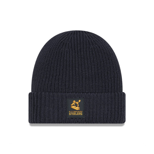 Pittsburgh Steelers Retro New Era Charcoal 2025 Sideline Cold Weather Cuffed Knit Toque