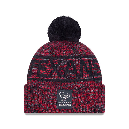 Houston Texans New Era 2025 Sideline Cold Weather Cuffed Knit Hat with Pom