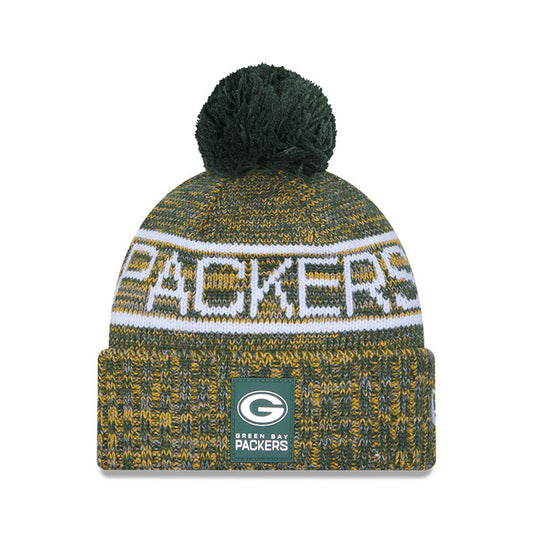 Green Bay Packers New Era 2025 Sideline Cold Weather Cuffed Knit Hat with Pom