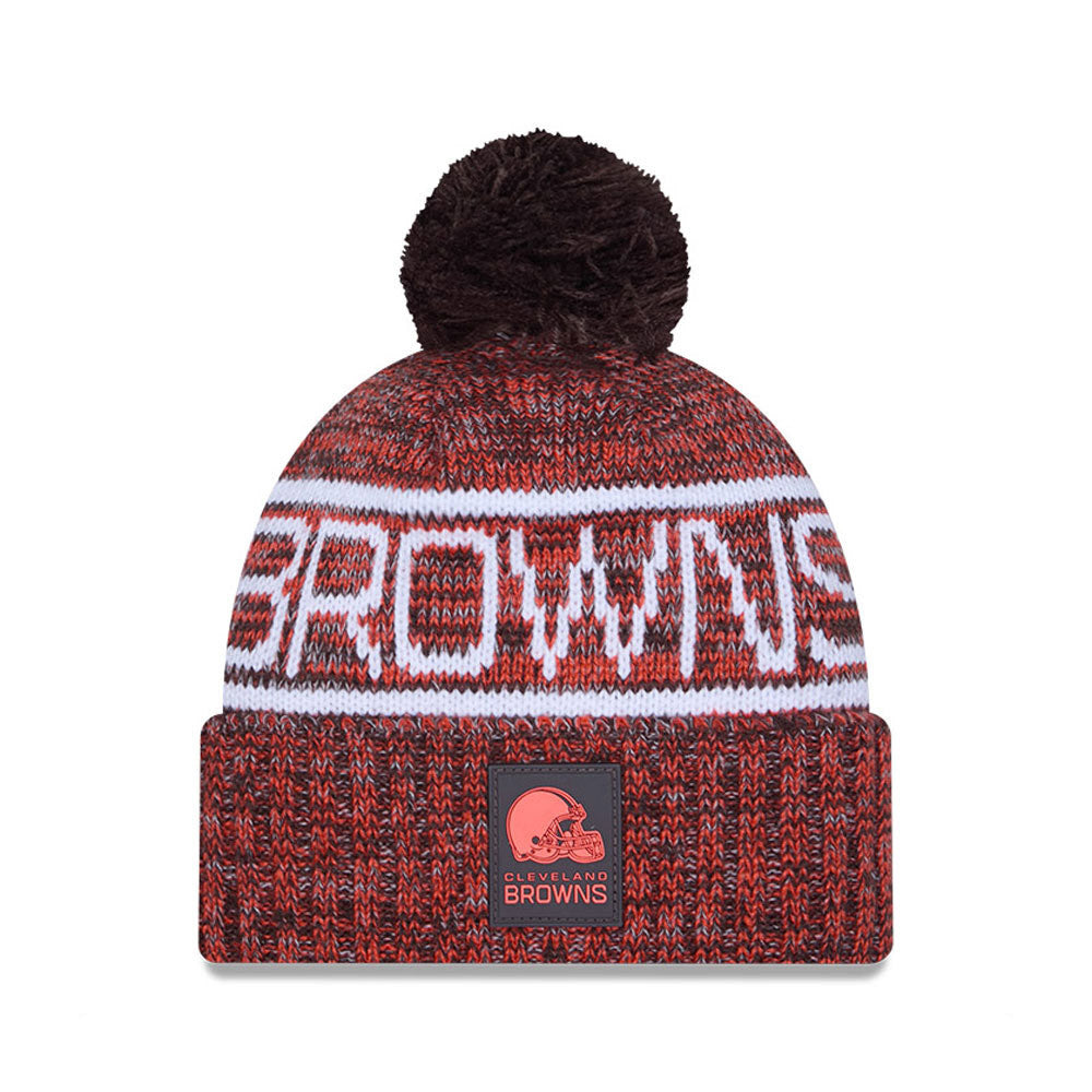 Cleveland Browns New Era 2025 Sideline Cold Weather Cuffed Knit Hat with Pom