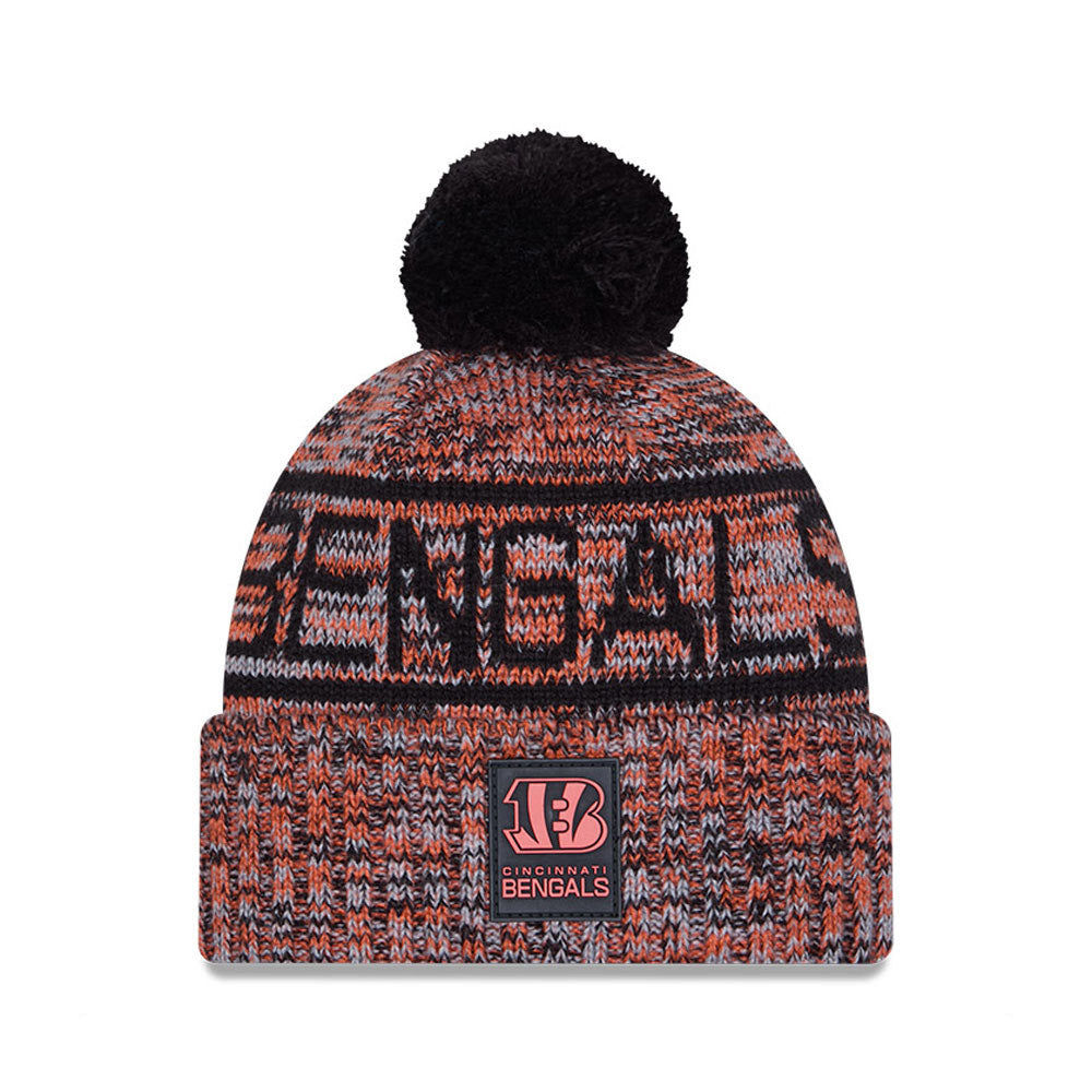 Cincinnati Bengals New Era 2025 Sideline Cold Weather Cuffed Knit Hat with Pom