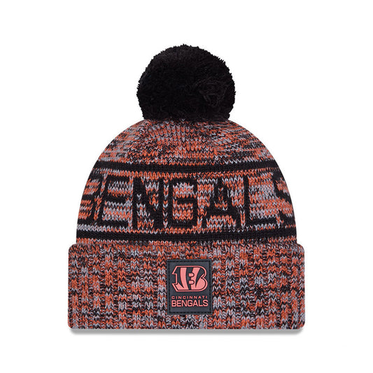 Cincinnati Bengals New Era 2025 Sideline Cold Weather Cuffed Knit Hat with Pom