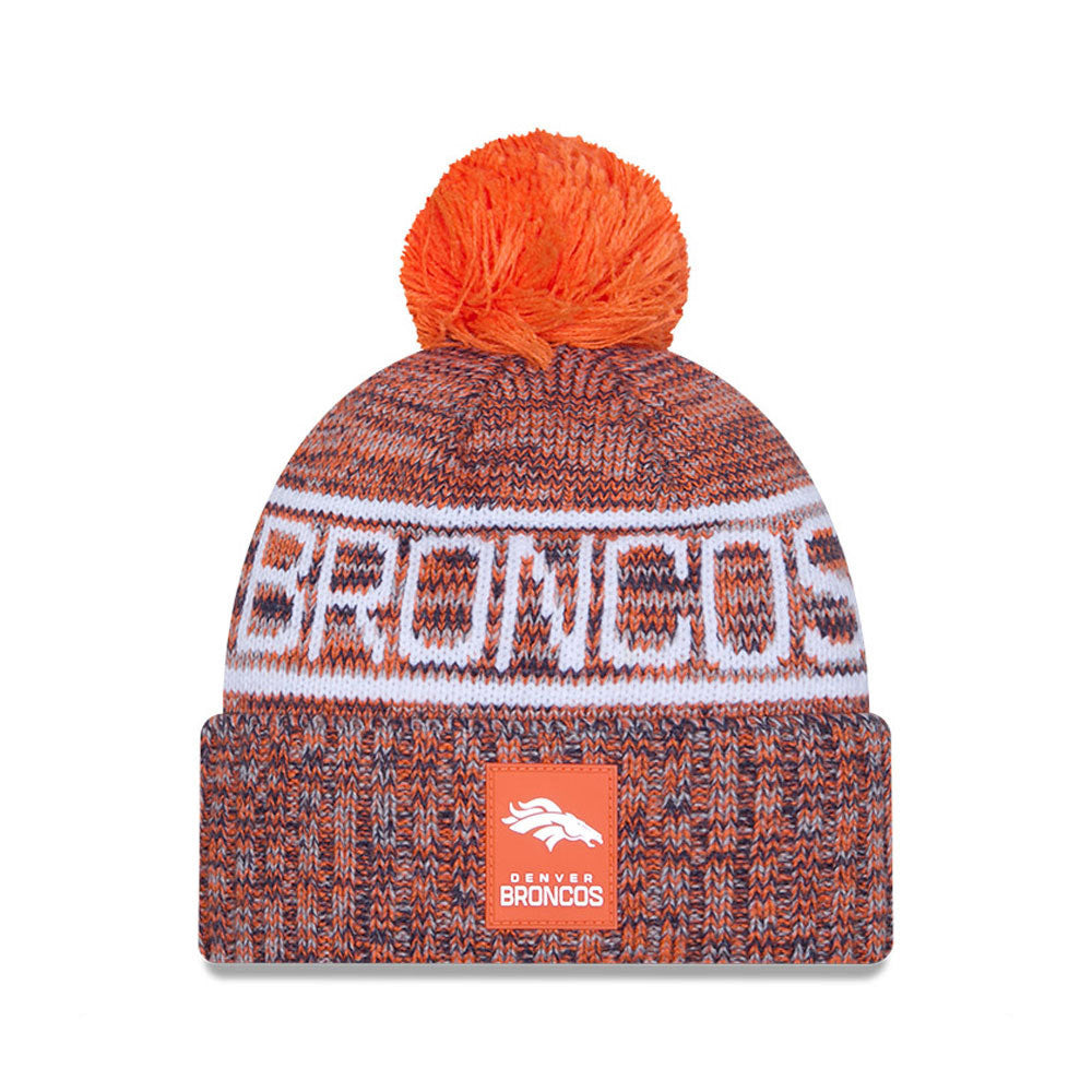 Denver Broncos New Era 2025 Sideline Cold Weather Cuffed Knit Hat with Pom