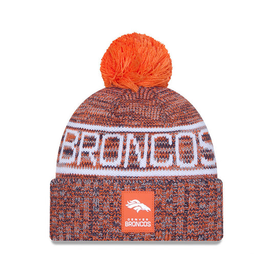 Denver Broncos New Era 2025 Sideline Cold Weather Cuffed Knit Hat with Pom