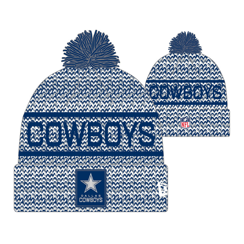 Dallas Cowboys New Era 2025 Sideline Cold Weather Cuffed Knit Hat with Pom
