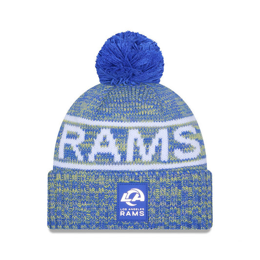 Los Angeles Rams New Era 2025 Sideline Cold Weather Cuffed Knit Hat with Pom