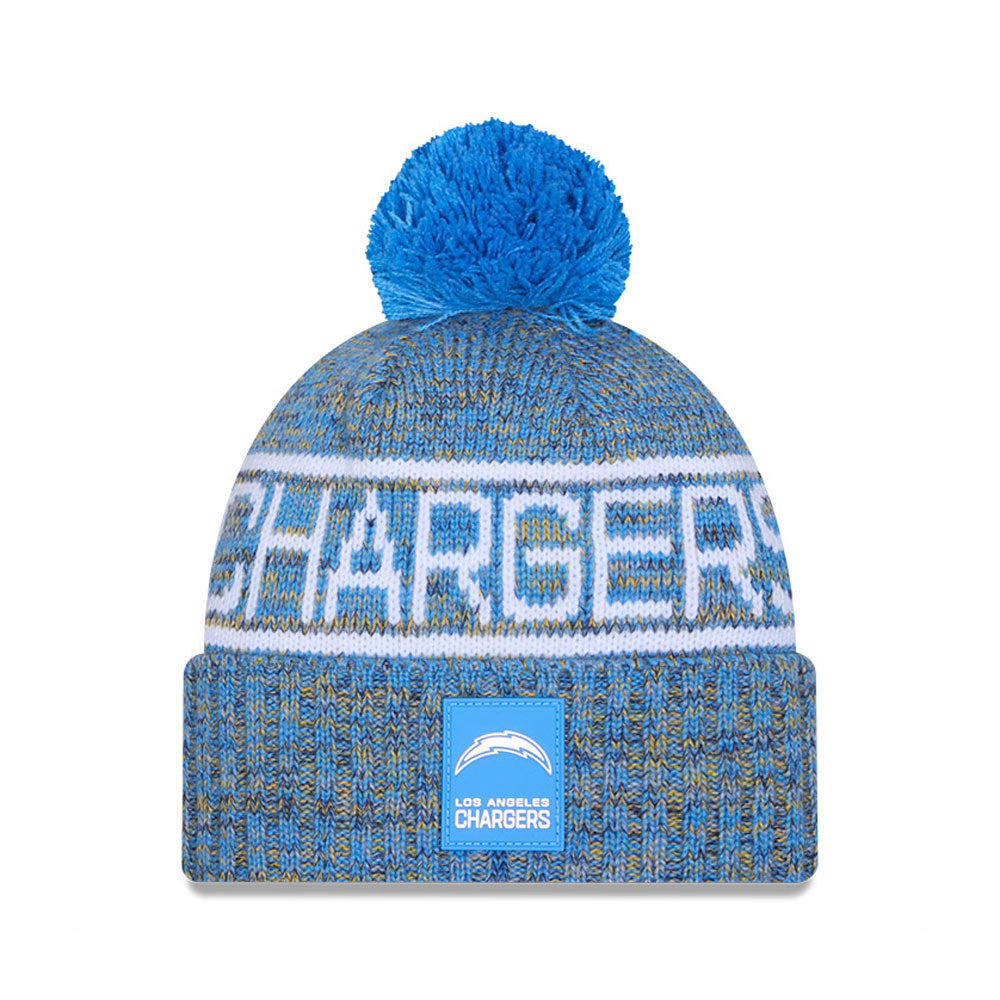Los Angeles Chargers New Era 2025 Sideline Cold Weather Cuffed Knit Hat with Pom