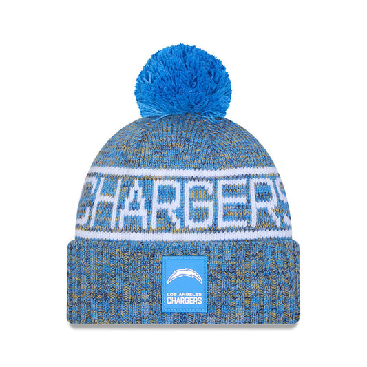 Los Angeles Chargers New Era 2025 Sideline Cold Weather Cuffed Knit Hat with Pom