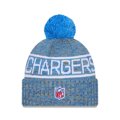 Los Angeles Chargers New Era 2025 Sideline Cold Weather Cuffed Knit Hat with Pom