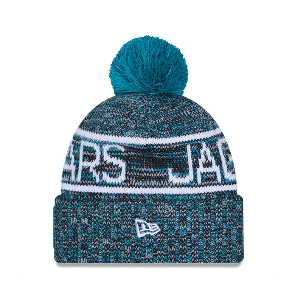 Jacksonville Jaguars New Era 2025 Sideline Cold Weather Cuffed Knit Hat with Pom