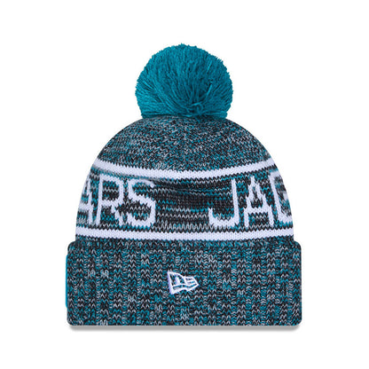 Jacksonville Jaguars New Era 2025 Sideline Cold Weather Cuffed Knit Hat with Pom