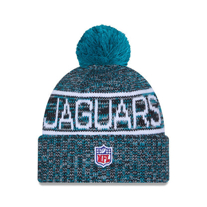Jacksonville Jaguars New Era 2025 Sideline Cold Weather Cuffed Knit Hat with Pom