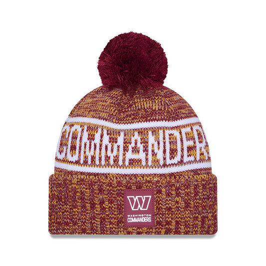 Washington Commanders New Era 2025 Sideline Cold Weather Cuffed Knit Hat with Pom