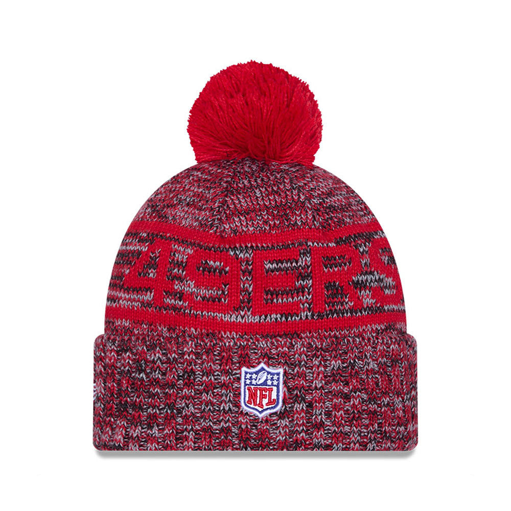 San Francisco 49ERS New Era 2025 Sideline Cold Weather Cuffed Knit Hat with Pom