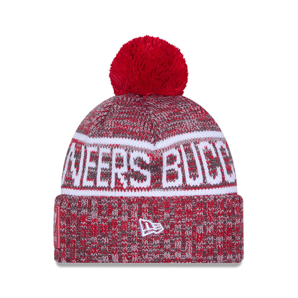 Tampa Bay Buccaneers New Era 2025 Sideline Cold Weather Cuffed Knit Hat with Pom