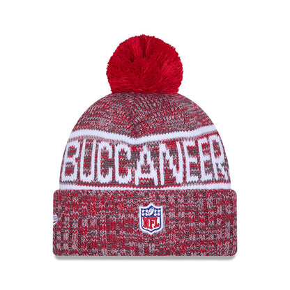 Tampa Bay Buccaneers New Era 2025 Sideline Cold Weather Cuffed Knit Hat with Pom