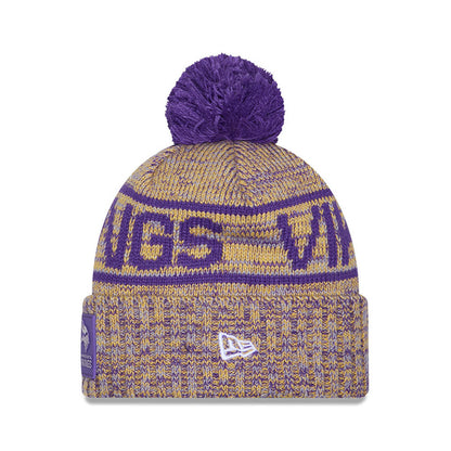 Minnesota Vikings New Era 2025 Sideline Cold Weather Cuffed Knit Hat with Pom