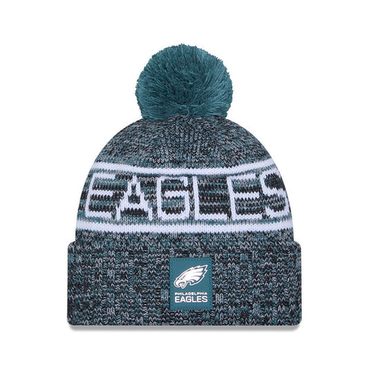 Philadelphia Eagles New Era 2025 Sideline Cold Weather Cuffed Knit Hat with Pom