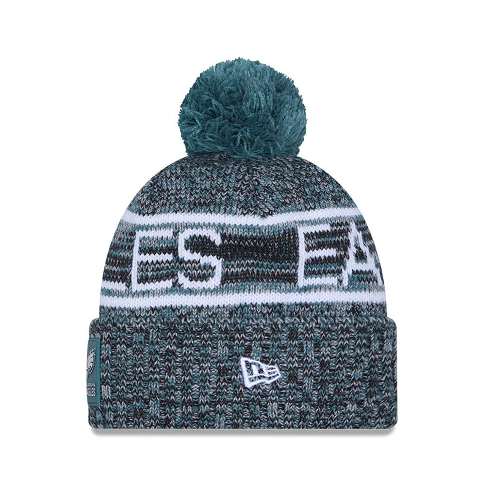 Philadelphia Eagles New Era 2025 Sideline Cold Weather Cuffed Knit Hat with Pom