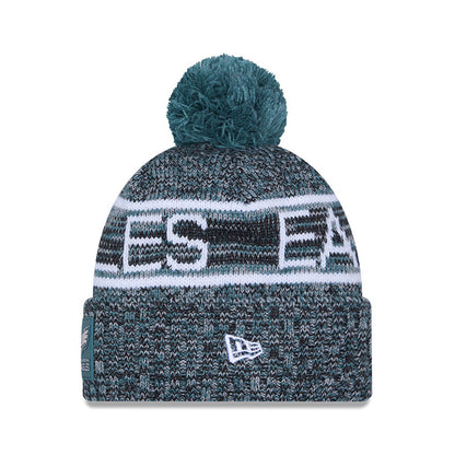 Philadelphia Eagles New Era 2025 Sideline Cold Weather Cuffed Knit Hat with Pom