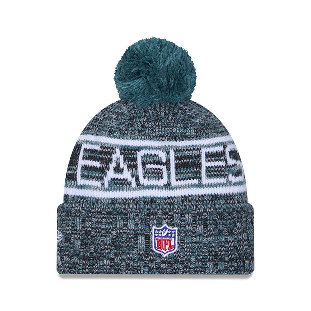 Philadelphia Eagles New Era 2025 Sideline Cold Weather Cuffed Knit Hat with Pom