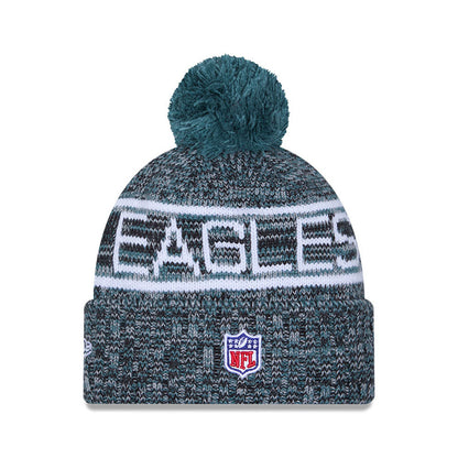 Philadelphia Eagles New Era 2025 Sideline Cold Weather Cuffed Knit Hat with Pom