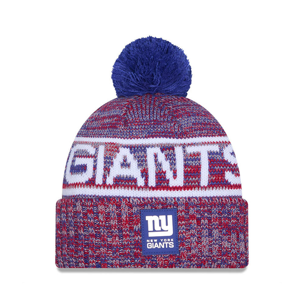 New York Giants New Era 2025 Sideline Cold Weather Cuffed Knit Hat with Pom