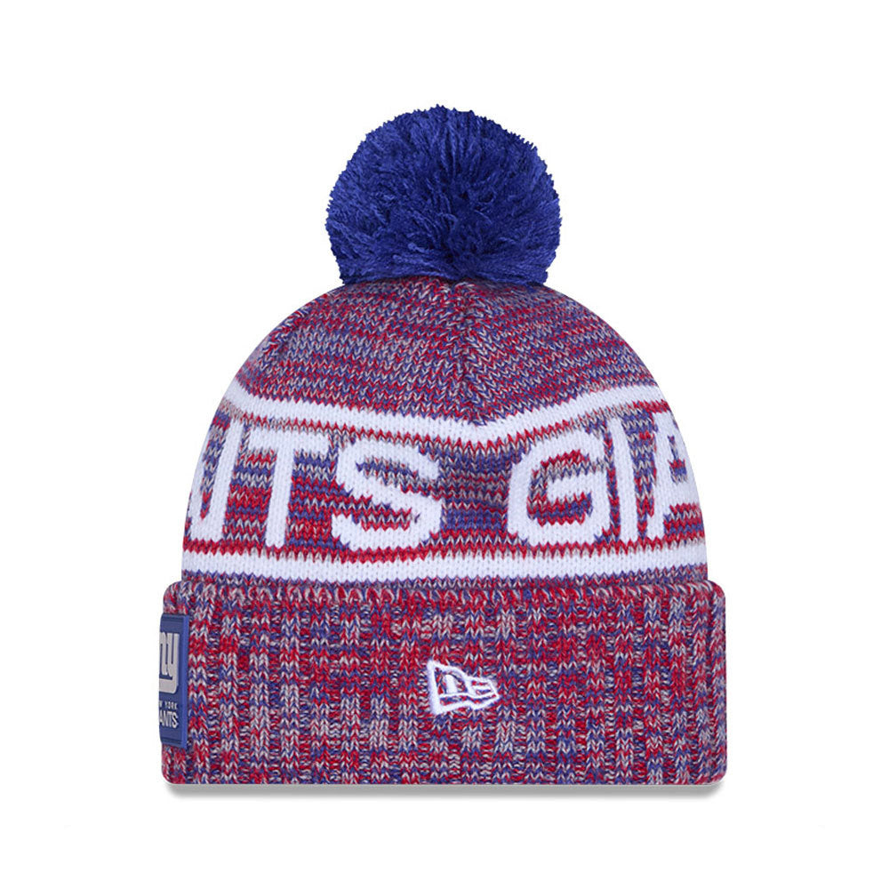 New York Giants New Era 2025 Sideline Cold Weather Cuffed Knit Hat with Pom