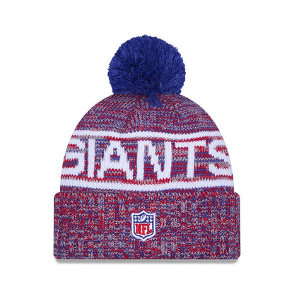New York Giants New Era 2025 Sideline Cold Weather Cuffed Knit Hat with Pom