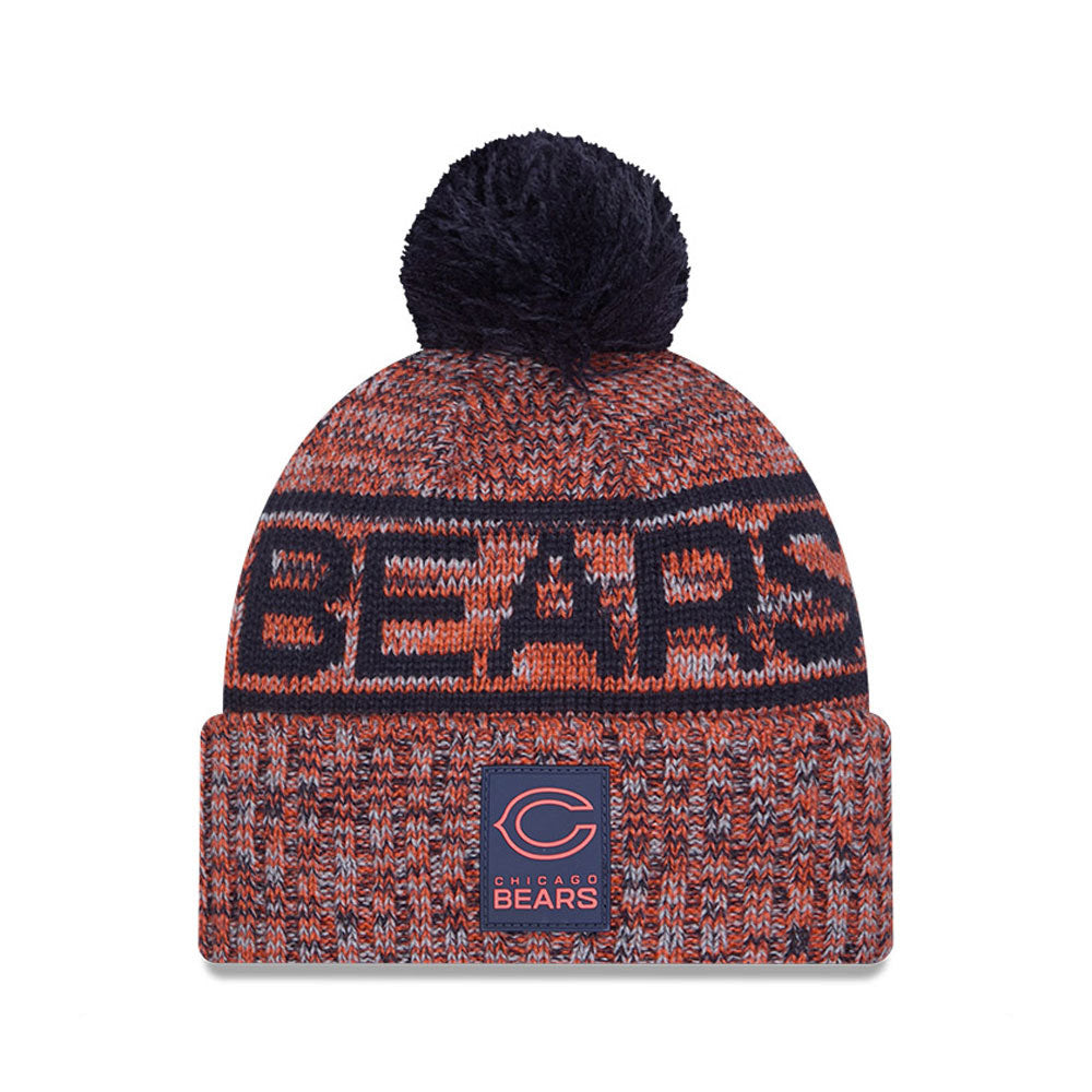 Chicago Bears New Era 2025 Sideline Cold Weather Cuffed Knit Hat with Pom