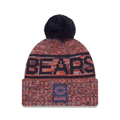 Chicago Bears New Era 2025 Sideline Cold Weather Cuffed Knit Hat with Pom