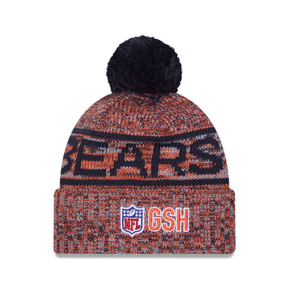 Chicago Bears New Era 2025 Sideline Cold Weather Cuffed Knit Hat with Pom