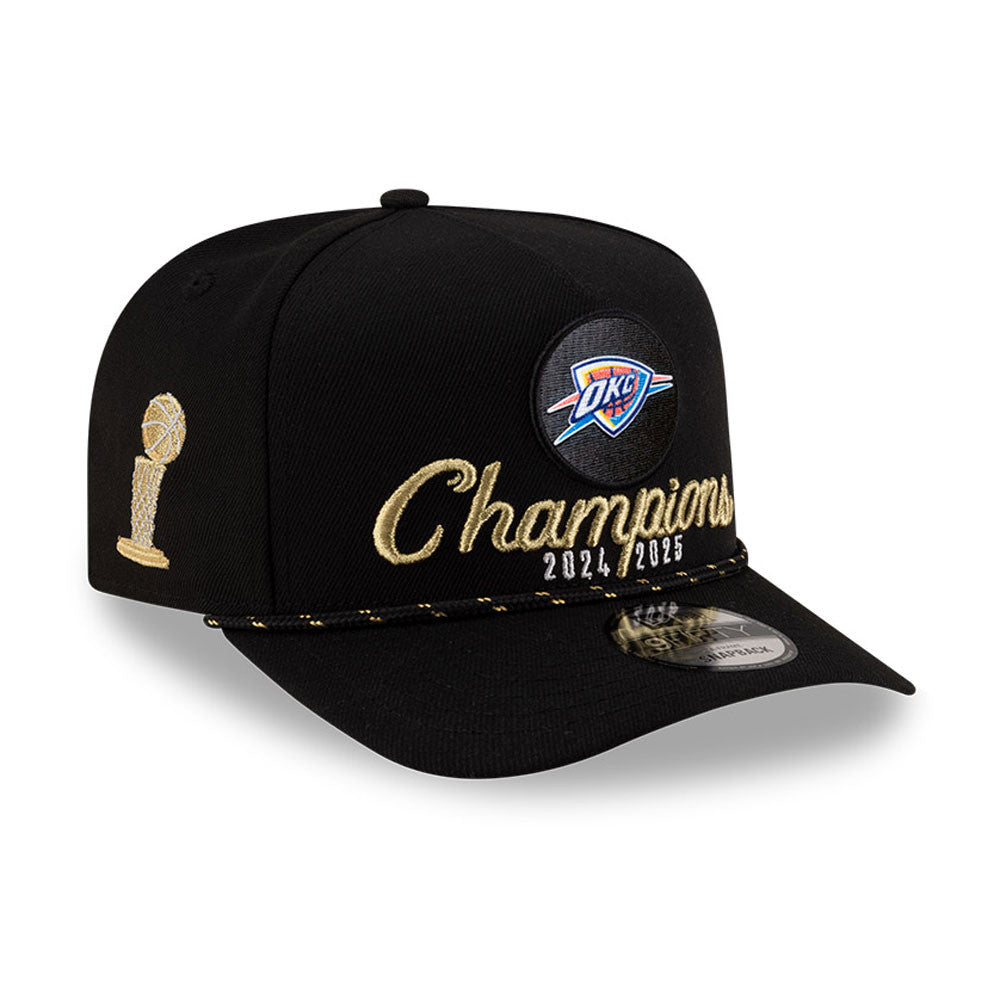Oklahoma City Thunder New Era 2025 NBA Finals Champions Locker Room Rope A-Frame 9FIFTY Snapback Hat - Black