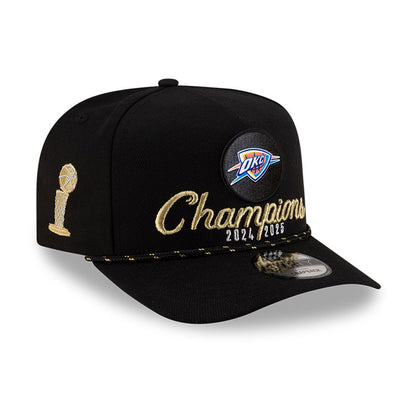 Oklahoma City Thunder New Era 2025 NBA Finals Champions Locker Room Rope A-Frame 9FIFTY Snapback Hat - Black