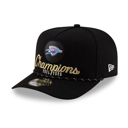 Oklahoma City Thunder New Era 2025 NBA Finals Champions Locker Room Rope A-Frame 9FIFTY Snapback Hat - Black