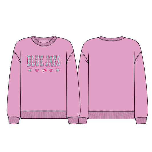 Youth Girls Toronto Blue Jays New Era Pink Sequence Crew Sweater