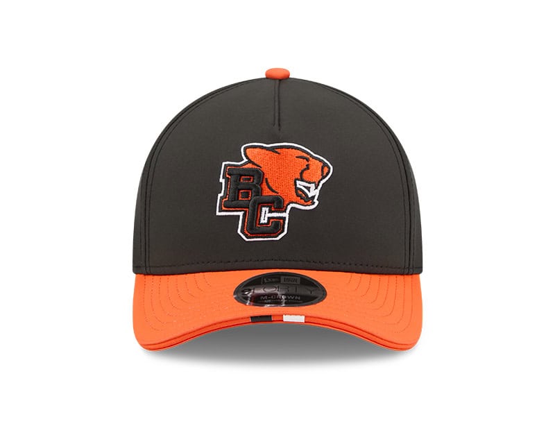 British Columbia Lions CFL 2026 New Era On-Field Side Line 9FORTY M-Crown A- Frame Adjustable Hat - 2 Tone Black/Orange