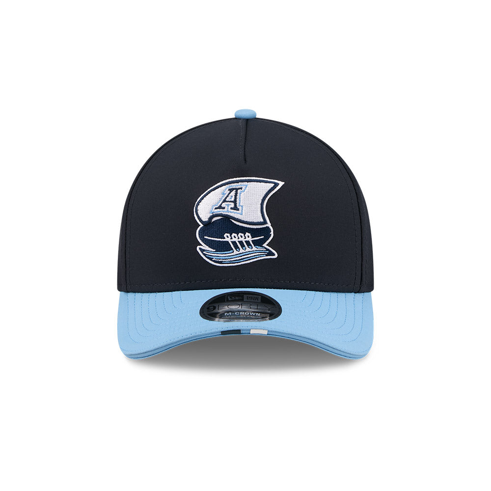 Toronto Argonauts CFL 2026 New Era On-Field Side Line 9FORTY M-Crown A- Frame Adjustable Hat - 2 Tone Black/Sky Blue
