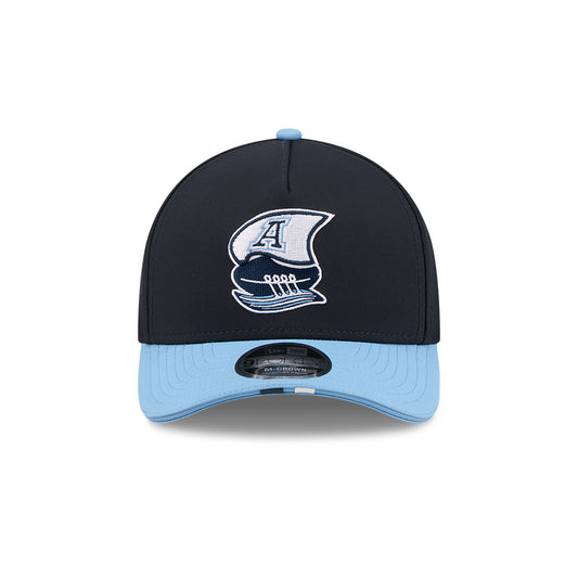 Toronto Argonauts CFL 2026 New Era On-Field Side Line 9FORTY M-Crown A- Frame Adjustable Hat - 2 Tone Black/Sky Blue