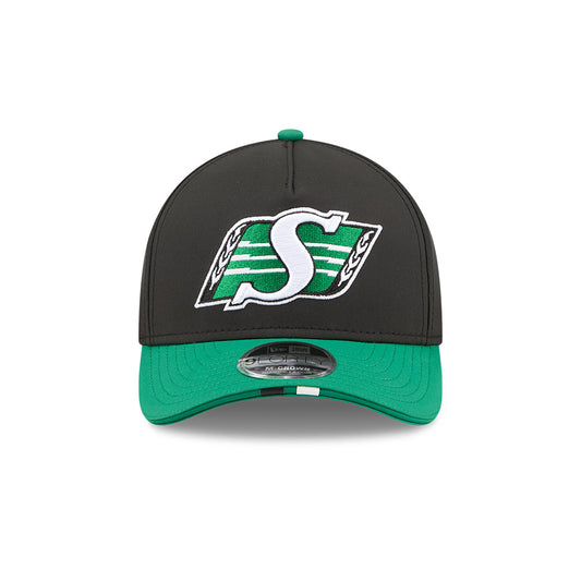 Saskatchewan Roughriders CFL 2026 New Era On-Field Side Line 9FORTY M-Crown A- Frame Adjustable Hat - 2 Tone Black/Green
