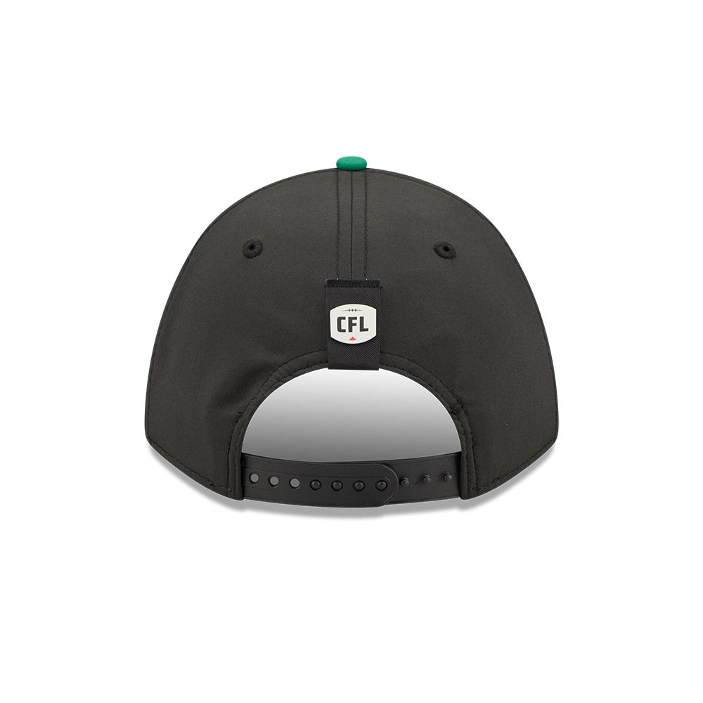 Saskatchewan Roughriders CFL 2026 New Era On-Field Side Line 9FORTY M-Crown A- Frame Adjustable Hat - 2 Tone Black/Green