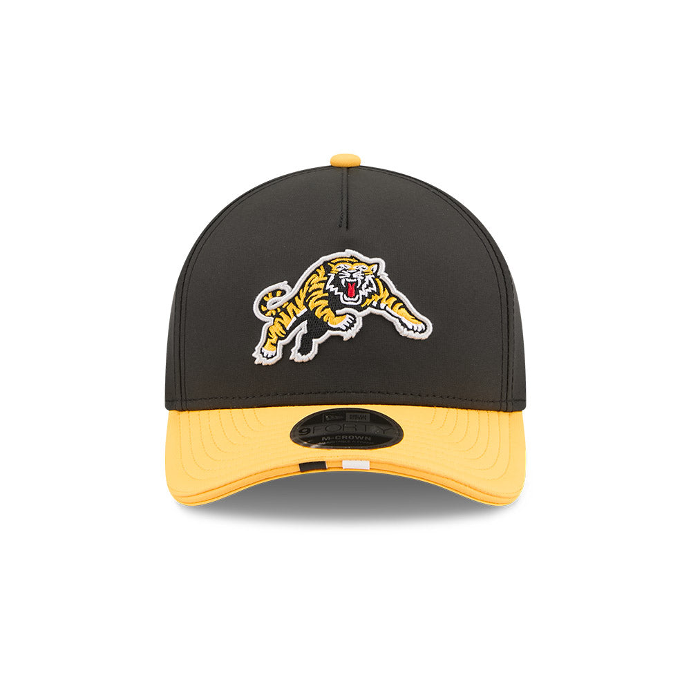 Hamilton Tigercats CFL 2026 New Era On-Field Side Line 9FORTY M-Crown A- Frame Adjustable Hat - 2 Tone Black/Yellow