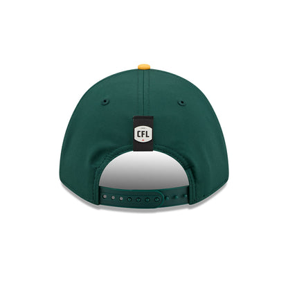 Edmonton Elks CFL 2026 New Era On-Field Side Line 9FORTY M-Crown A- Frame Adjustable Hat - 2 Tone Green/Yellow
