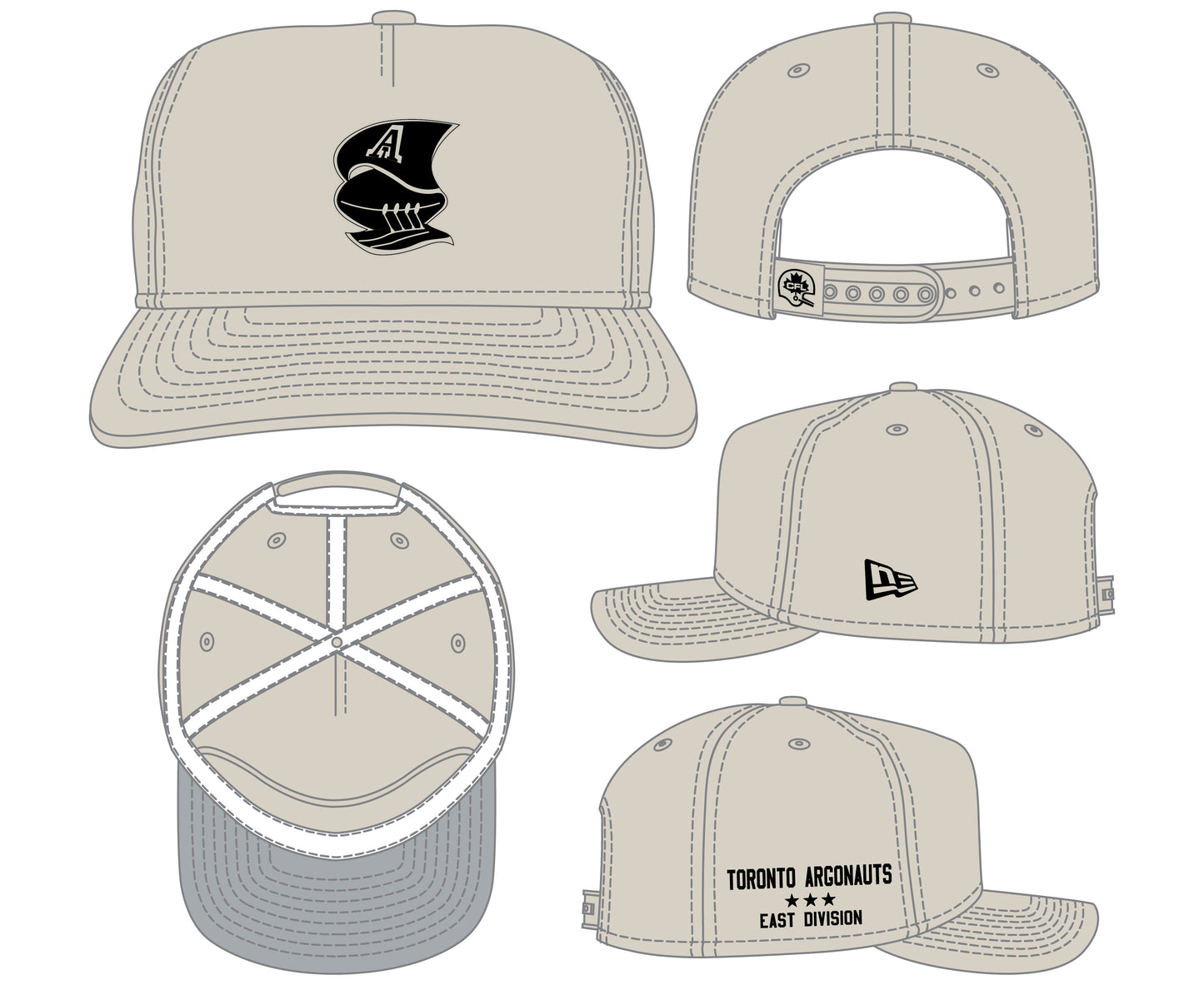 TORONTO ARGONAUTS CFL 2026 New Era 19TWENTY Retro Turf Traditions Adjustable Hat - Cream