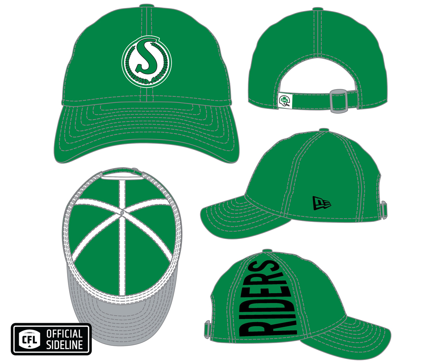 Saskatchewan Roughriders CFL New Era 2026 Retro Turf Traditions 9Twenty Adjustable Hat - Green